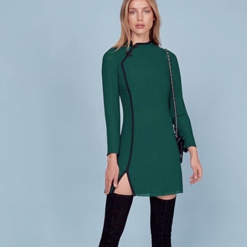 REFORMATION LOTUS DRESS GREEN SIZE 2